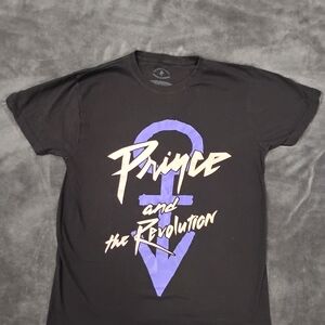 Prince Black Tee with Purple and Cream Graphic